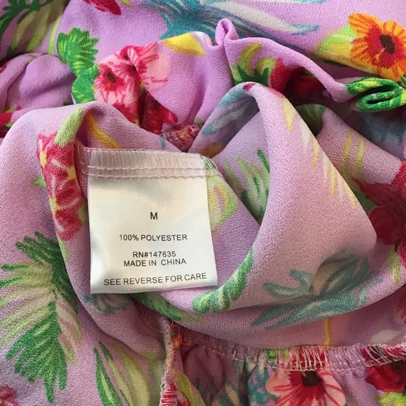 Romeo & Juliet Couture Pink Floral Long Sleeve Cold Shoulder Romper - Picture 11 of 12